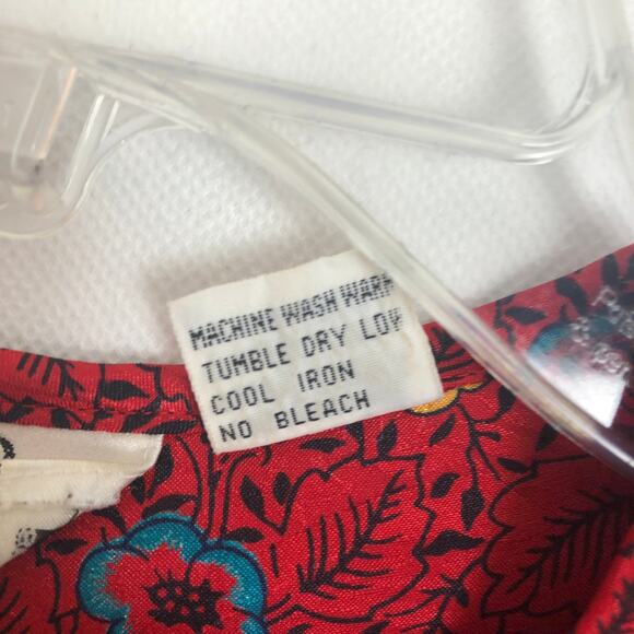 Oscar de la Renta Floral Red Long Sleeve Top Size 4 - Picture 10 of 11